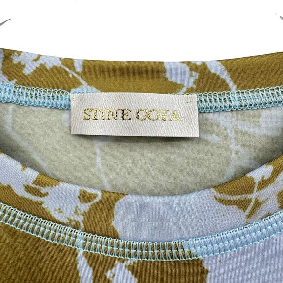 Stine Goya M/L Juno Flower Foliage Green Blue Print Long Sleeve Slim Fit Top - Picture 8 of 10